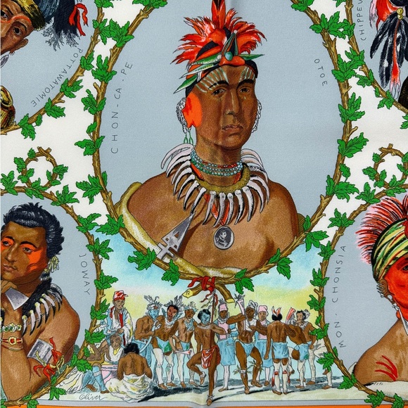 Hermes Silk Scarf Chief Indiens 90 - Picture 6 of 9